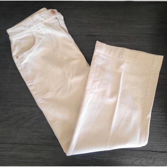 Anthropologie  DL1961 Marianna Hewitt  Hepburn Cream  High Rise Wide-Leg Jeans - - Picture 2 of 10